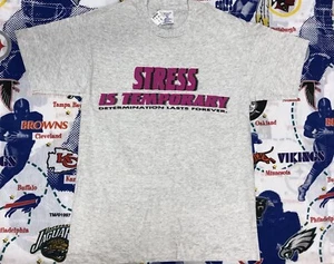 Vintage 90’s Stress Is Only Temporary Quote Single Stitch Graphic T Shirt Size L - Picture 1 of 6