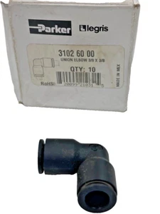 Box of 10 Parker Legris LF3000 3102 60 00 90° Union Elbow 3/8" x 3/8" - Picture 1 of 3