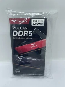 TEAMGROUP T-Force Vulcan DDR5 32GB Kit (2x16GB) 5200MHz (PC5-41600) CL40 - NEW - Picture 1 of 4