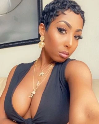 Pelucas de cabello humano corte pixie corto ondulado cabello natural moda peluca de Navidad sin pegamento Foto 1 de 4