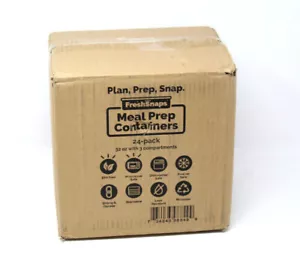 24 Pack of 32 Ounce Food Containers, 3 Compartment. Freshsnaps. - Picture 1 of 5