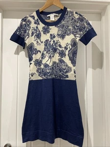 Diane Von Furstenberg DVF Dress 100% Wool Fine Knit Summer Blue Size M 8 Uk VGC - Picture 1 of 15