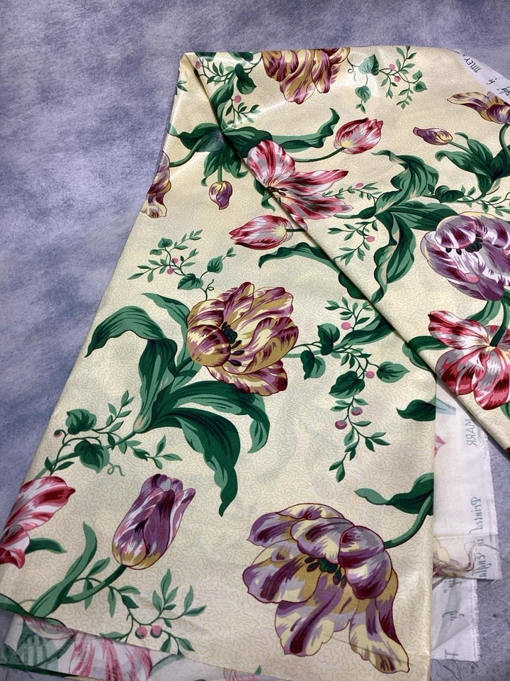 3 Yds TITLEY MARR Fabric Cotton Chintz "Tulip" Floral NEW GORGEOUS England - Image 1 of 4