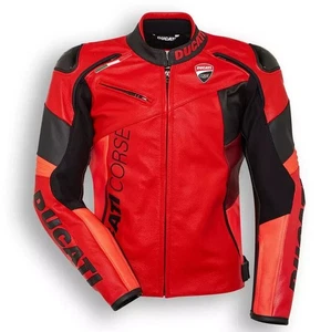 Giacca Motociclista Ducati Tutto Rosso Corsa Pelle di Vacchetta - Foto 1 di 4