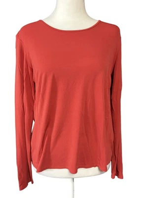 Top Eileen Fisher Petite para mujer rojo mediano 100 % seda manga larga cuello redondo Foto 1 de 4