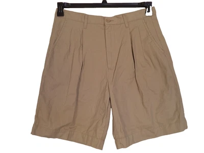 Shorts plissados duplos masculinos cáqui Falls Creek. 34. 100% algodão.  Costura interna 9 pol. - Imagem 1 de 4