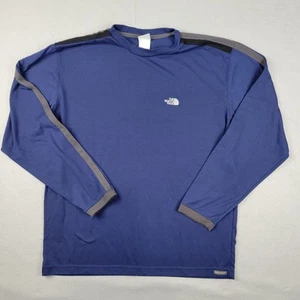 The North Face Shirt Mens Large Blue Crew Neck Long Sleeve Vaporwick Logo - Picture 1 of 9