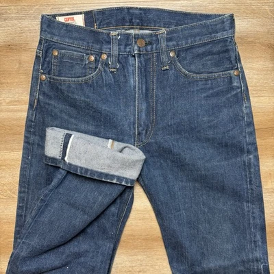 Selvedge Jeans Men 28x28 Blue Relaxed Straight Japan Talon Zip 70s Canton X-West - Image 1 of 4