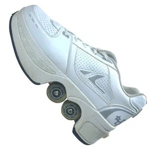 Agloat Kick Roller Skate Shoes Women's US Sz 10 EUR Sz 43 White Retractable EUC - Picture 1 of 24