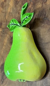 Vintage 1960s Enamel Pear Brooch Pin Green Yellow Kitschy - Picture 1 of 10