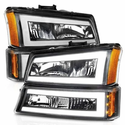 ANZO For Chevy Silverado 1500/2500 HD 2003-2006 Crystal Headlights Black Housing - Image 1 of 4