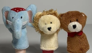 Lot of 3 Plush Finger Puppets Zoo Animals Elephant Bear Lion by Andy B - Picture 1 of 11