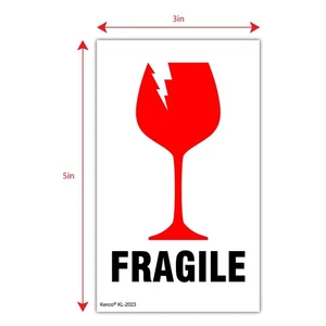5" x 3" FRAGILE Glass International Safe Handling Warning Stickers - 1,500 pcs - Picture 1 of 2