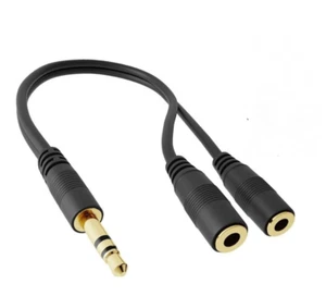 3.5mm Headphone Earphone Splitter Jack Y Male To 2 FeMALE Cable Audio Extension - Photo 1 sur 5
