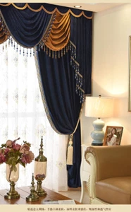 high class European thicken solid blue Italy velvet blackout curtain E919* - Picture 1 of 12