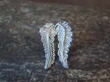 Navajo Indian Hand Stamped Sterling Silver Feather Post Earrings by Gordon