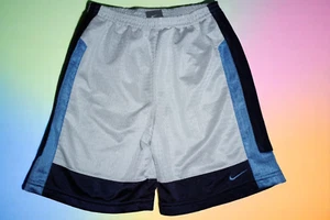 Nike Boys Mesh Athletic Shorts 7X Gray Navy Blue Swoosh Logo Made in Turkey - Picture 1 of 7