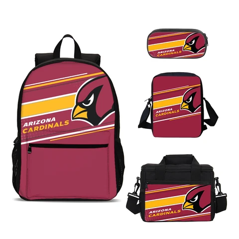 Arizona Cardinals 4PCS School Backpacks Kids Lunch Bag Crossbody Bag Penilcase Cover