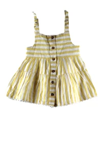 Max Studio Stripe White Yellow Girls Spaghetti Strap Dress 2T 052 - Picture 1 of 3