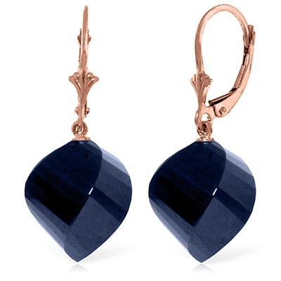 14K. SOLID GOLD LEVER BACK EARRINGS WITH TWISTED BRIOLETTE SAPPHIRES - Image 1 of 4