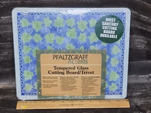 vintage Pfaltzgraff Accents Tempered Glass cutting board/trivet blue isle 12x10 - Picture 1 of 6