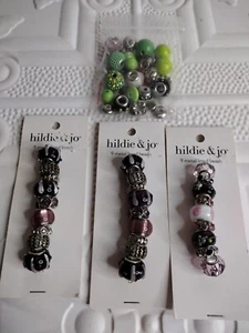 hildie & jo Lot Of (3) 9 Pieces Multicolor Metal Lined Beads and Extras New - Picture 1 of 10