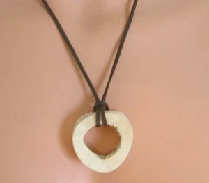 Awesome BONE on BROWN SUEDE LEATHER Adjustable PENDANT CORD NECKLACE - Picture 1 of 4