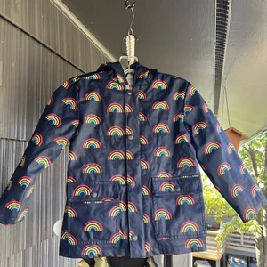 Gymboree Kids Rain Jacket Zip Up Hood & Pockets Long Sleeve Sz S Rainbow SPRING - Picture 1 of 6