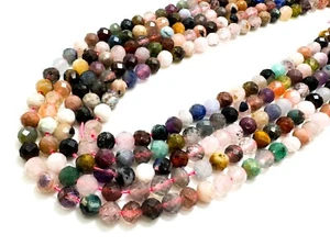 Natural Mixed Gemstone Faceted Round 5mm Gemstone Beads - RNF130 - Picture 1 of 3