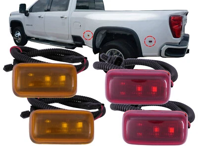 Juego de 4 piezas luces de señalización laterales LED 2015-2023 Silverado Sierra 2500 3500 HD Foto 1 de 4