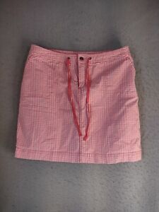 CJ Banks Womens Skort Skirt 14W Pink Check Flat Front Stretch Drawstring Casual