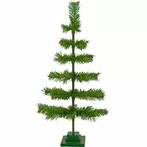 36'' Alpine Green Christmas Tree Tinsel Feather Style Holiday Tree 3FT Table-Top - Picture 1 of 5