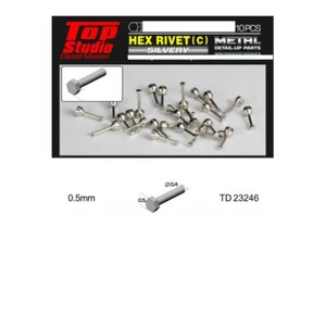 Top Studio 0.5mm Hex Rivets Ver. C #Silvery (10pcs) - Picture 1 of 1