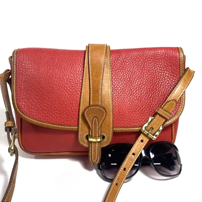 : Auténtico bolso de silla de montar DOONEY & BOURKE para todo clima de cuero rojo/tostado británico Foto 1 de 4