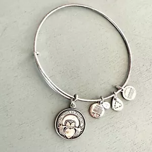 Alex and Ani Claddagh Silver Plated Copper Charm Bangle 2013 Energy Series Love - Picture 1 of 10
