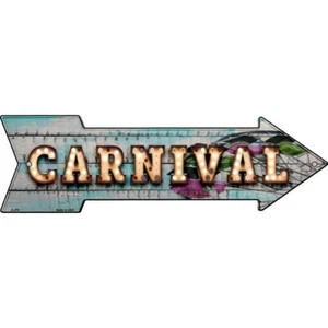 Carnival Bulb Letters Novelty Metal Arrow Sign  Directional 17" x 5" Wall Decor - Picture 1 of 1