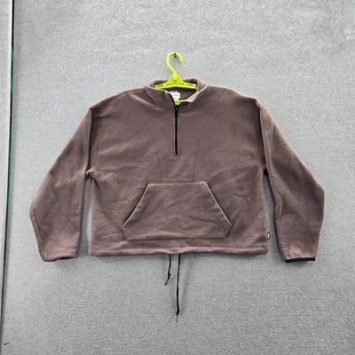 Victoria's Secret PINK Women Sweatshirt L Brown Crop Fleece Long Sleeve - Image 1 of 4