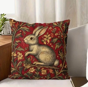 Pillow Cover  William Morris Style  RABBIT  2-Sided  18 x 18 - Picture 1 of 3