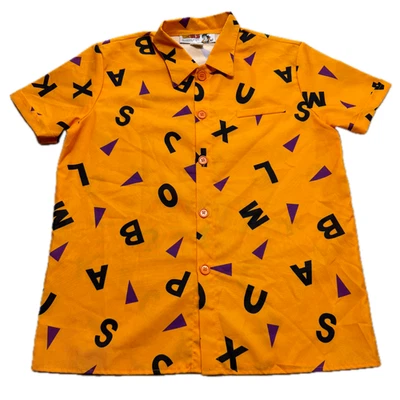 Camisa De Colección Dragonball Z Para Hombres Bird Studio Roshi Letras S/S Botón Naranja Grande Foto 1 de 4