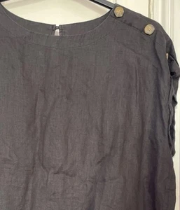 Ladies Next Black Linen Top Size 18 button design on shoulders - Picture 1 of 4