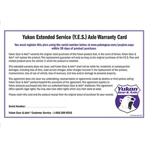 Yukon Gear & Axle YESAXLE Extended Service Agreement - Picture 1 of 3
