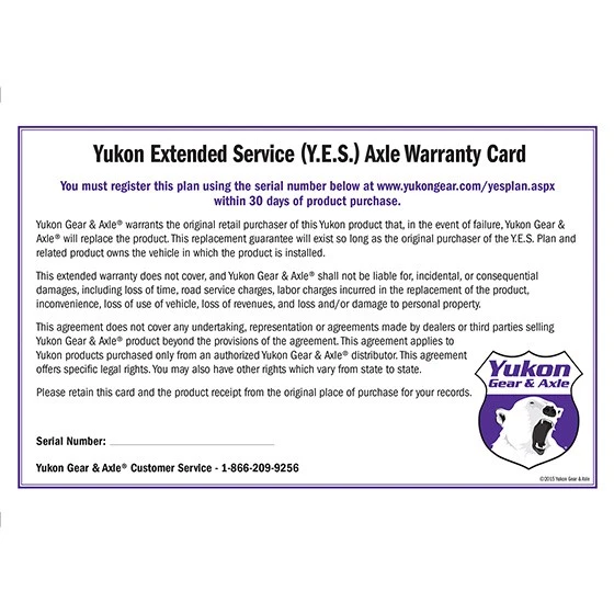 Yukon Gear & Axle YESAXLE Extended Service Agreement - Image 1 of 3