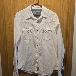 VTG Wrangler Retro Shirt Men's Medium White Pearl Snap Western Cowboy Rodeo EUC - Picture 1 of 10