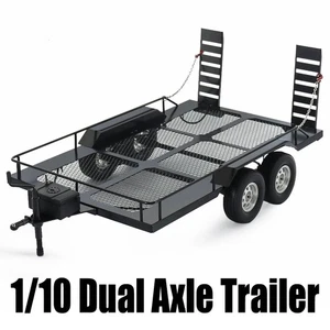 1:10 Dual Axle Metal Truck Trailer for RC Crawler SCX10 90046 TRX4 TRX6 AXI03007 - Picture 1 of 7