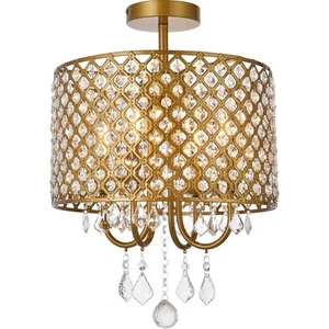 Living District LD710F14BR Elise 4 Light 14 inch Brass Flush Mount Ceiling Light - Picture 1 of 9