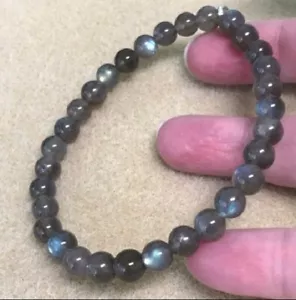 6MM Genuine Blue Fire Labradorite Beads Bracelet Handmade Jewelry - Picture 1 of 8
