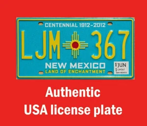 NUEVO MÉXICO REAL AUTÉNTICA PLACA NÚMERO AUTOMÁTICO ETIQUETA COCHE SANTA FE CASI NUEVO ZIA SUN - Imagen 1 de 1