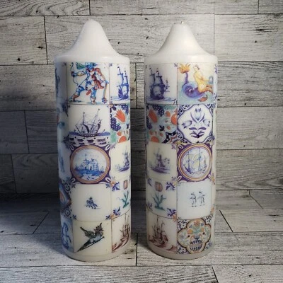 Azulejo holandés tema náutico velas de pilar no perfumadas sirenas norsk sirena envíos Foto 1 de 4