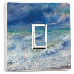 Paquete de 2 pegatinas de vinilo de diseño artístico de paisaje marino para cubierta de interruptor de luz única - Imagen 1 de 1