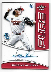 AUTO #5/5 NICHOLAS NICK QUINTANA 2015 LEAF PERFECT GAME PURE RED REDS ARIZONA
